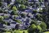 a view of suburban rooftops